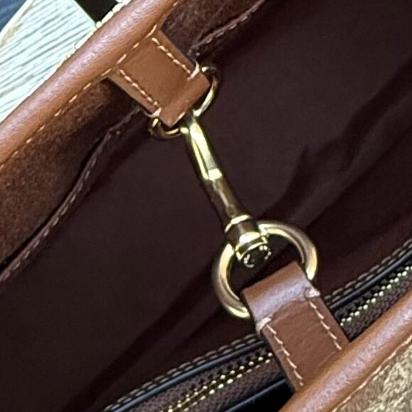 COACH Signature Coated Canvas Leather Drawstring Carryall Women's Tote New - Picture 11 of 15